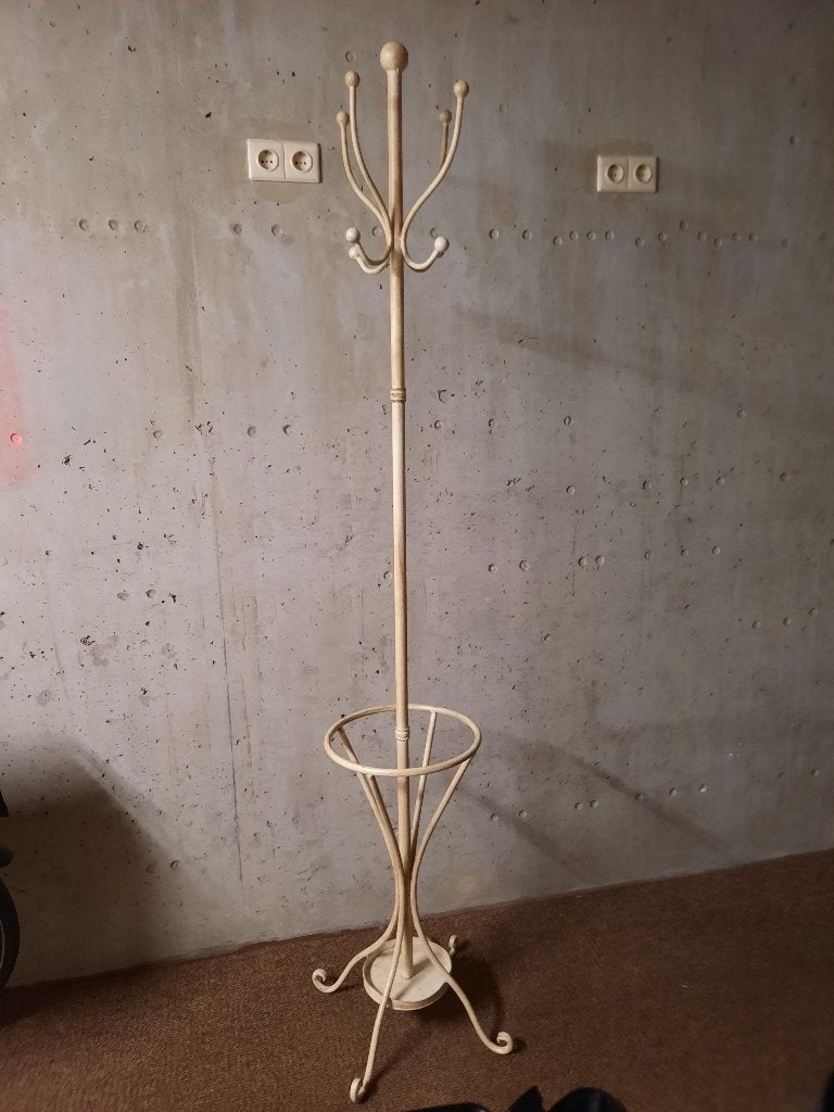 Vintage wit metalen kapstok met parapluhouder, Huis en Inrichting, Ophalen, Gebruikt, Metaal, Staande kapstok