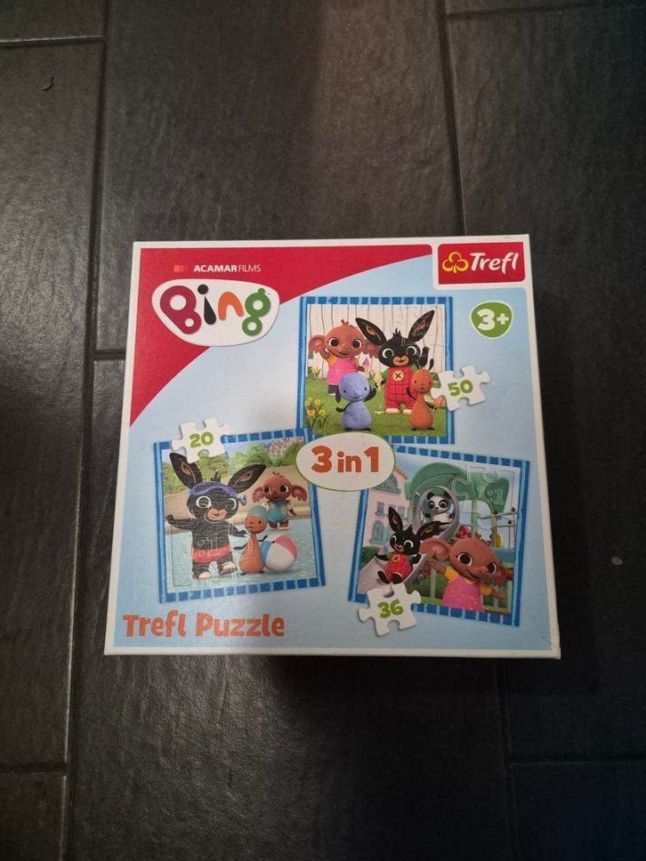 Bing 3-in-1 Trefl Puzzel (20, 36, 50 stukjes), Ophalen of Verzenden, Meer dan 50 stukjes, Zo goed als nieuw, 2 tot 4 jaar