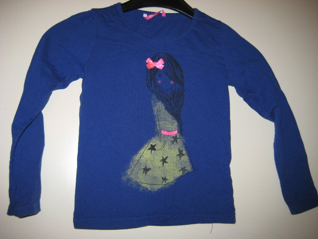 Donkerblauw shirt, 110/116, HEMA, Kinderen en Baby's, Ophalen of Verzenden, Zo goed als nieuw, Meisje, Shirt of Longsleeve