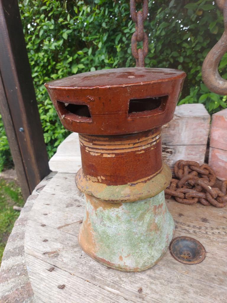 Complete oude terracotta schoorsteenkap 2 delen, Ophalen