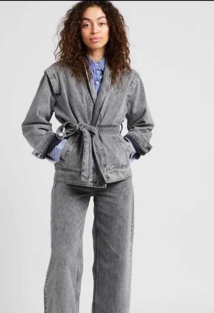 Second Female / Ganni spijkerjas jeans jas dames m, Ophalen of Verzenden, Zo goed als nieuw, Blauw