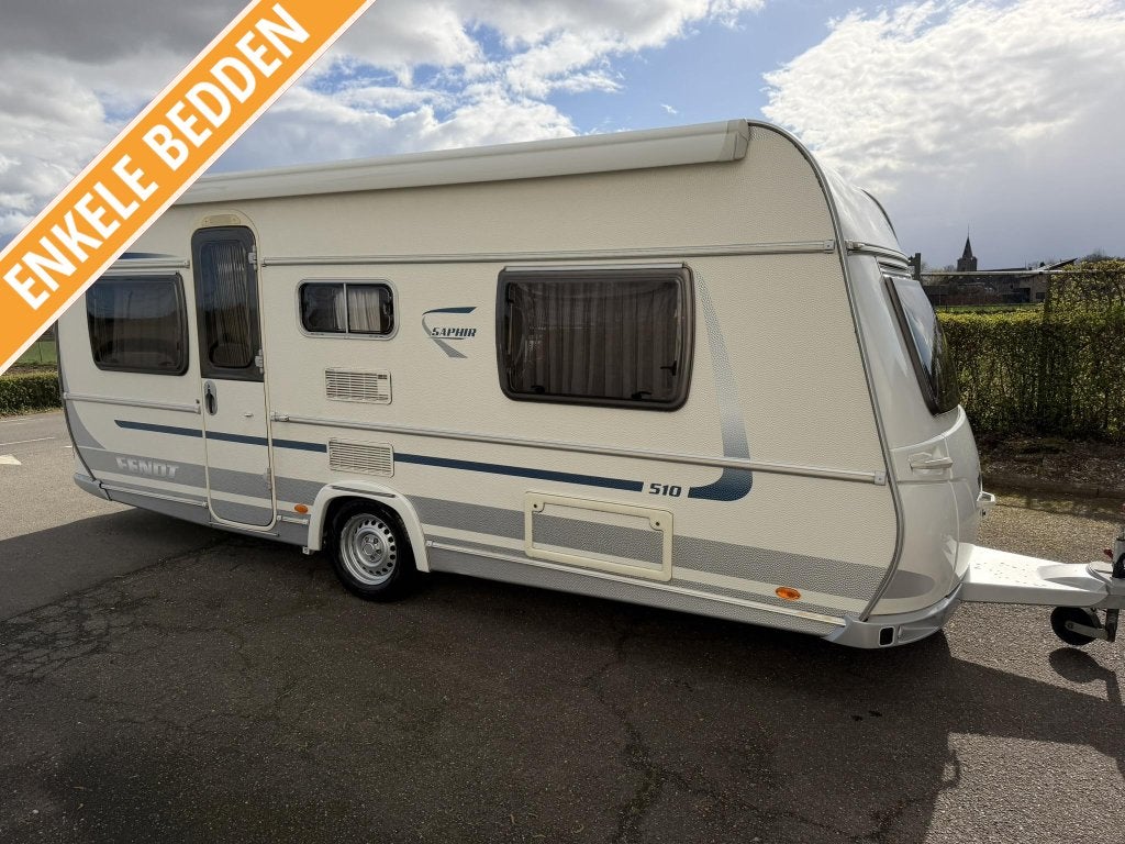 Fendt Saphir 510 TG - Enkele bedden - Mover - Luifel, Caravans en Kamperen, Caravans, Rondzit, Bedrijf, Fendt, 5 tot 6 meter