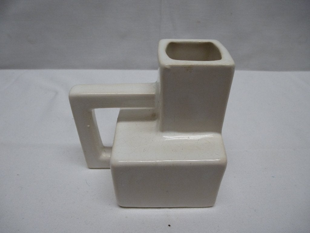 Keramische design blokvaas / melkkannetje | Zeosen servies, Huis en Inrichting, Ophalen of Verzenden, Zo goed als nieuw, Wit, Steen/keramiek