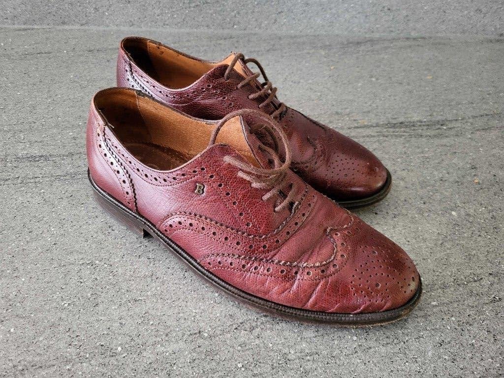 Herenschoenen roodbruin leer maat 9.5 ca. euro43, Bruin, Ophalen of Verzenden, Zo goed als nieuw, Veterschoenen