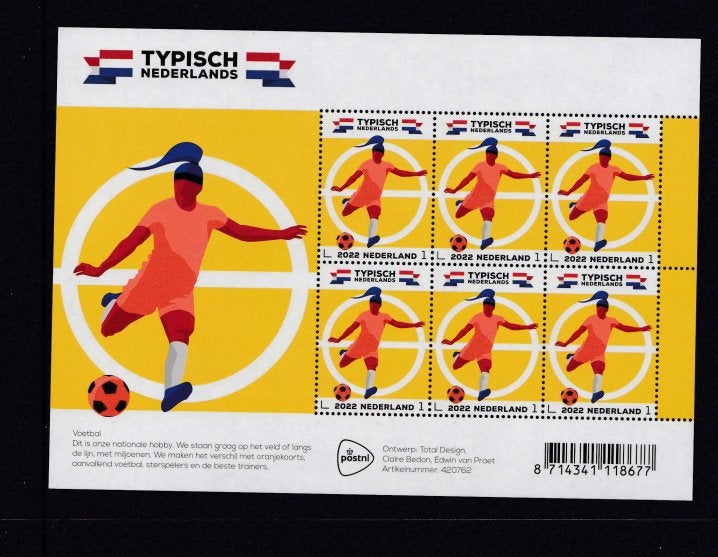 2022 Typisch Nederlands Vel Voetbal, Ophalen of Verzenden, Postfris