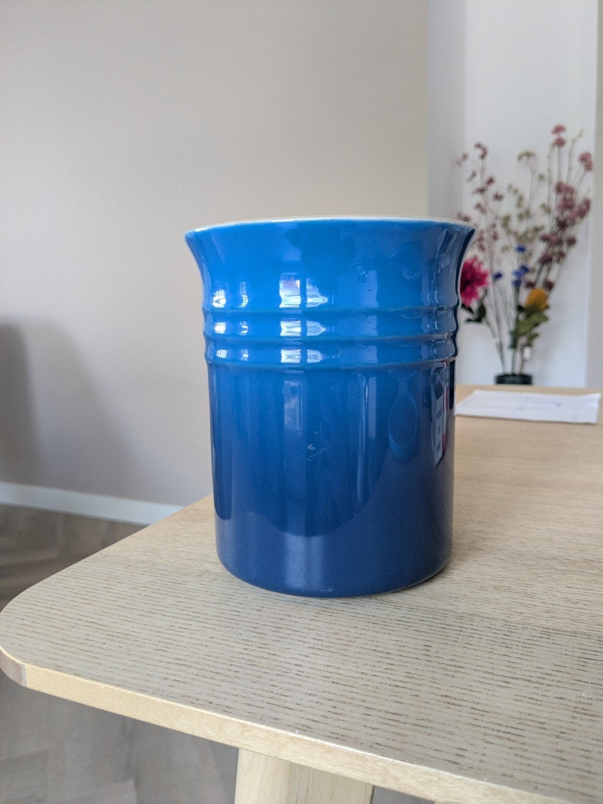 Le Creuset Spatelpot - Blauw, Le Creuset, Ophalen of Verzenden, Zo goed als nieuw, Steen/keramiek