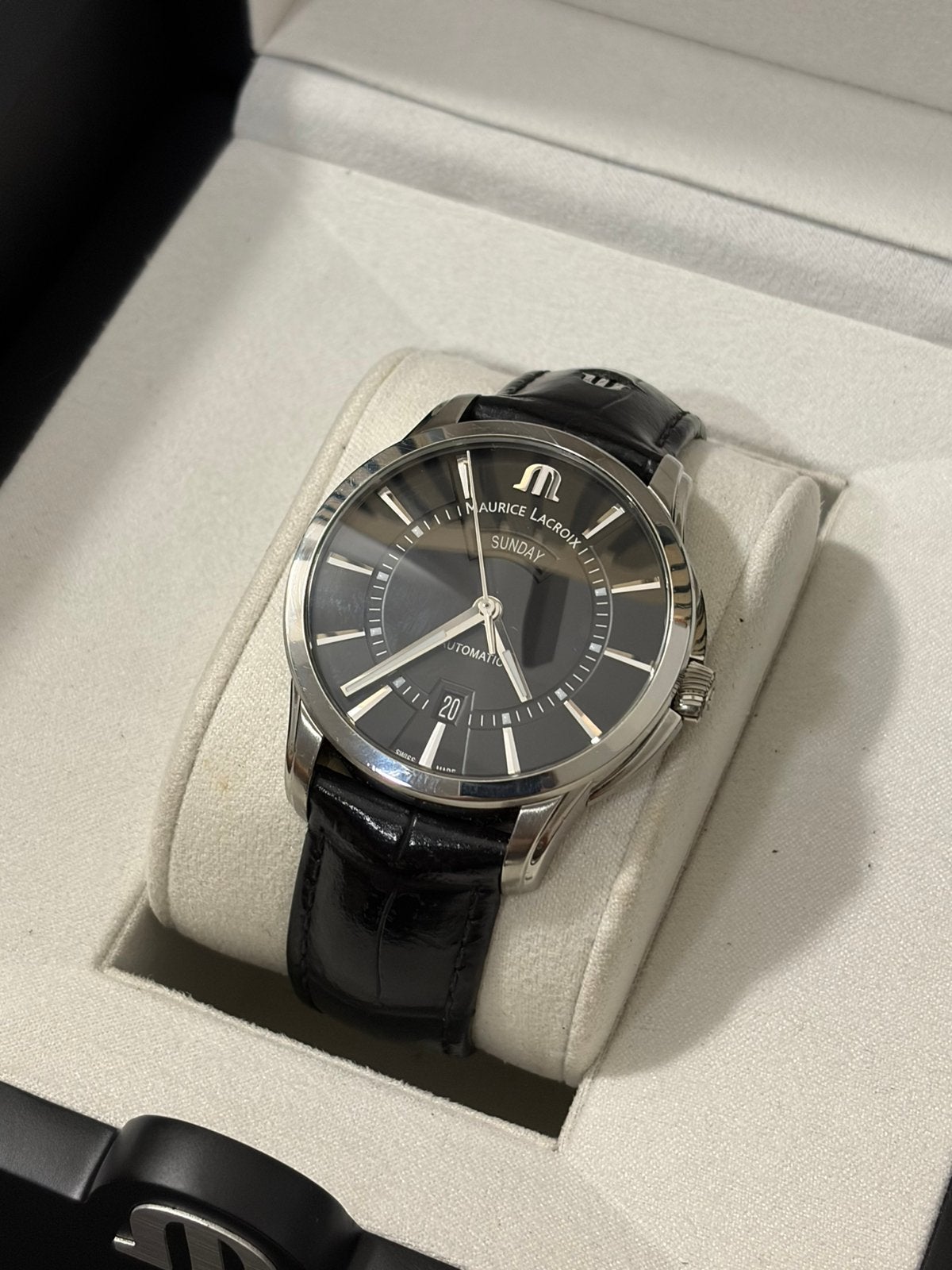 Maurice Lacroix Pontos Day-Date, Ophalen of Verzenden, Zo goed als nieuw, Staal, Overige merken