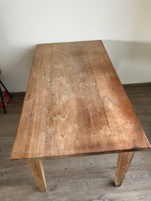 Eiken eetkamertafel met 4 stoelen, Ophalen, Gebruikt, Eikenhout, 150 tot 200 cm