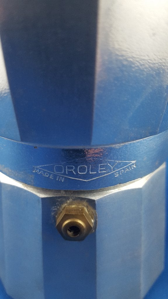 Vintage aluminium Percolator, Oroley, Spanje, 3 kopjes. 5B10, Tweedehands verkoop, Tweedehands verkoop, Gebruikt, Ophalen of Verzenden