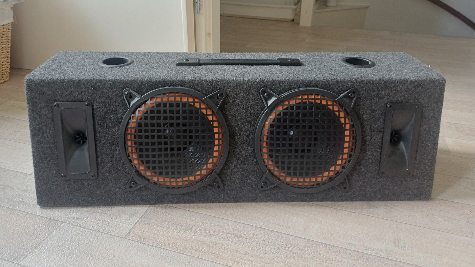 Krachtige Party Speaker met Dubbele Woofers en Handvat, Gebruikt, Party speaker, 60 tot 120 watt, Basreflex