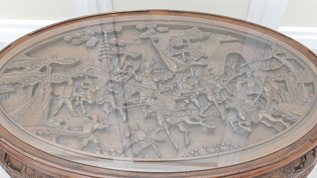 Antieke Chinese salontafel en dekenkist, Ophalen, 50 – 75, Gebruikt, Glas