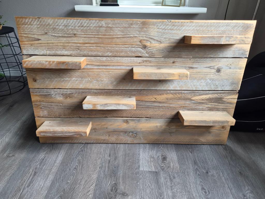 Wandbord steigerhout, Ophalen, 200 cm of meer, 50 tot 75 cm
