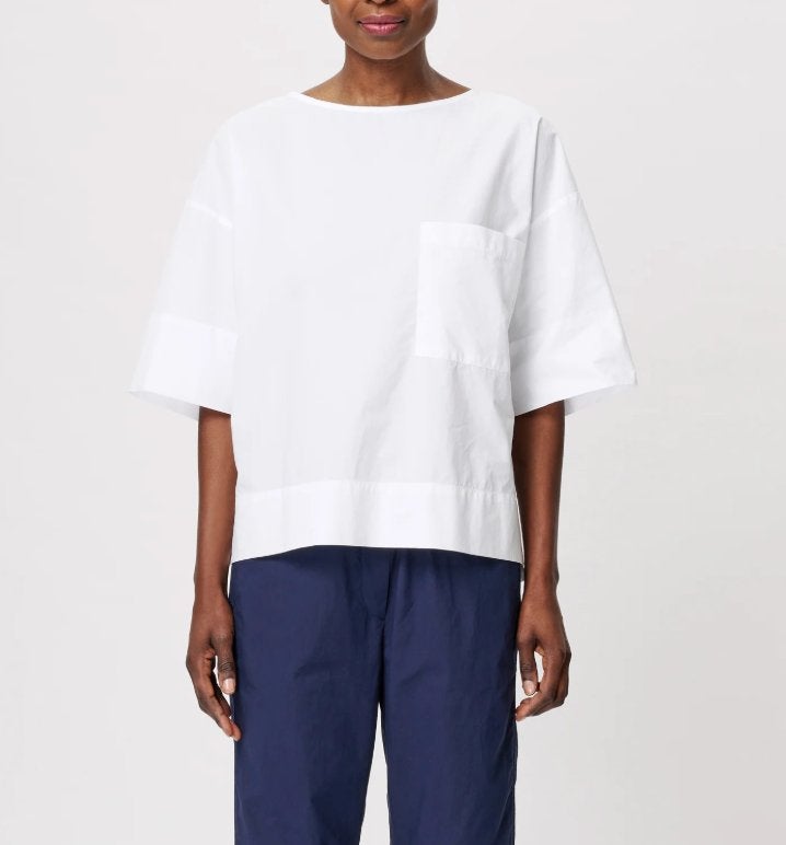 Zenggi mooie witte cotton poplin T-top mt  L organic, Zenggi, Verzenden, Wit, Maat 42/44 (L)