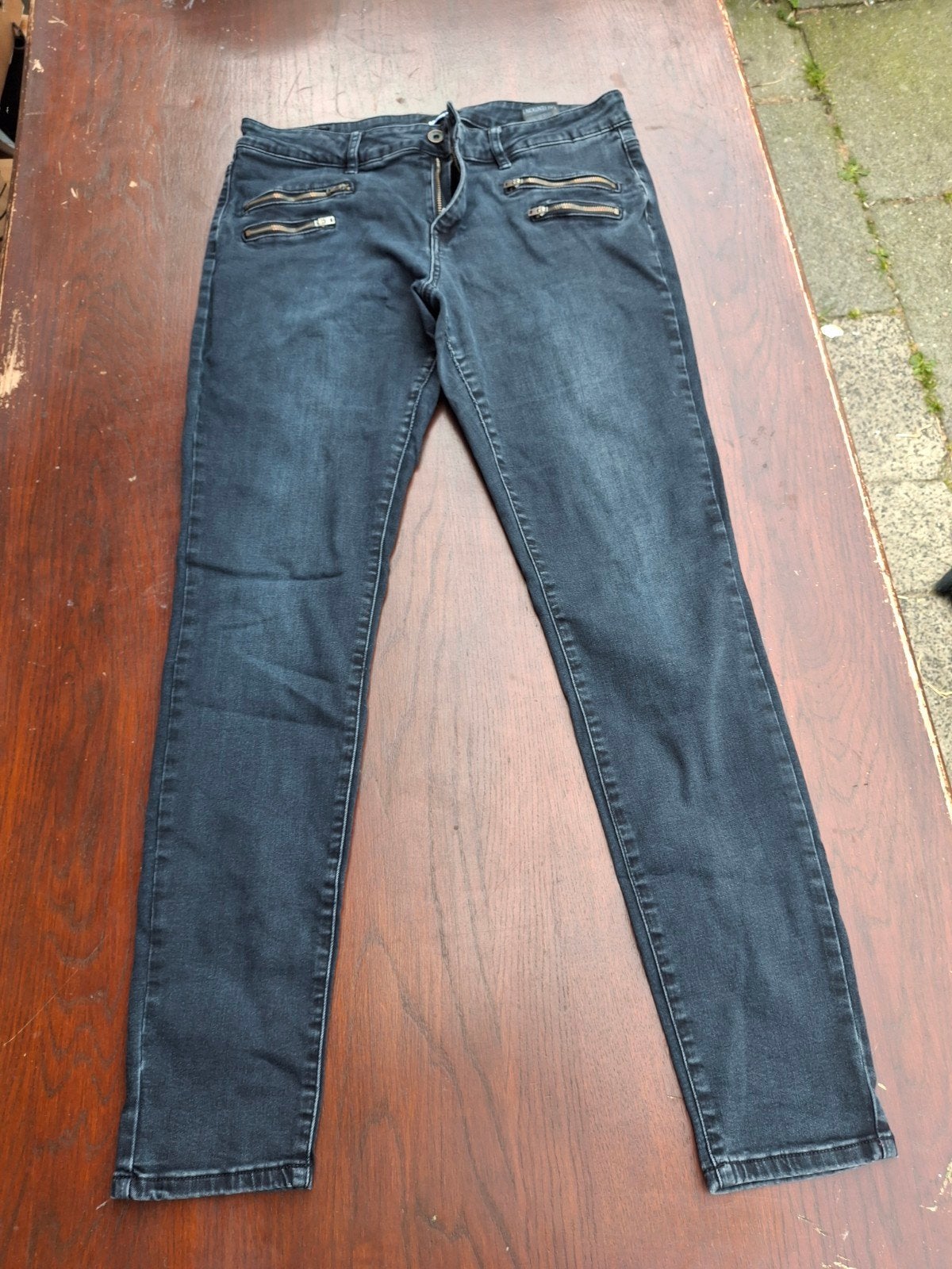 Eksept Damesjeans W33 Donkergrijs Slim Fit met Ritsen, Blauw, Ophalen of Verzenden, Zo goed als nieuw, W30 - W32 (confectie 38/40)