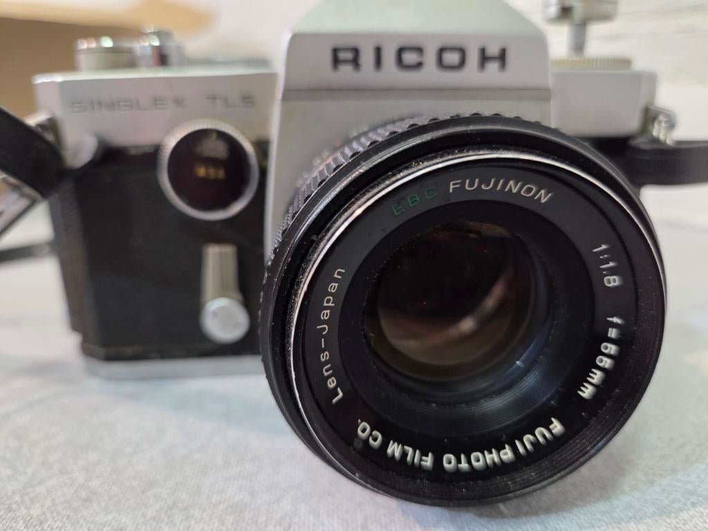 Ricoh Singlex TLS met EBC Fujinon 1:1.8 f=55mm lens, Ophalen of Verzenden, Gebruikt, Spiegelreflex, Overige Merken