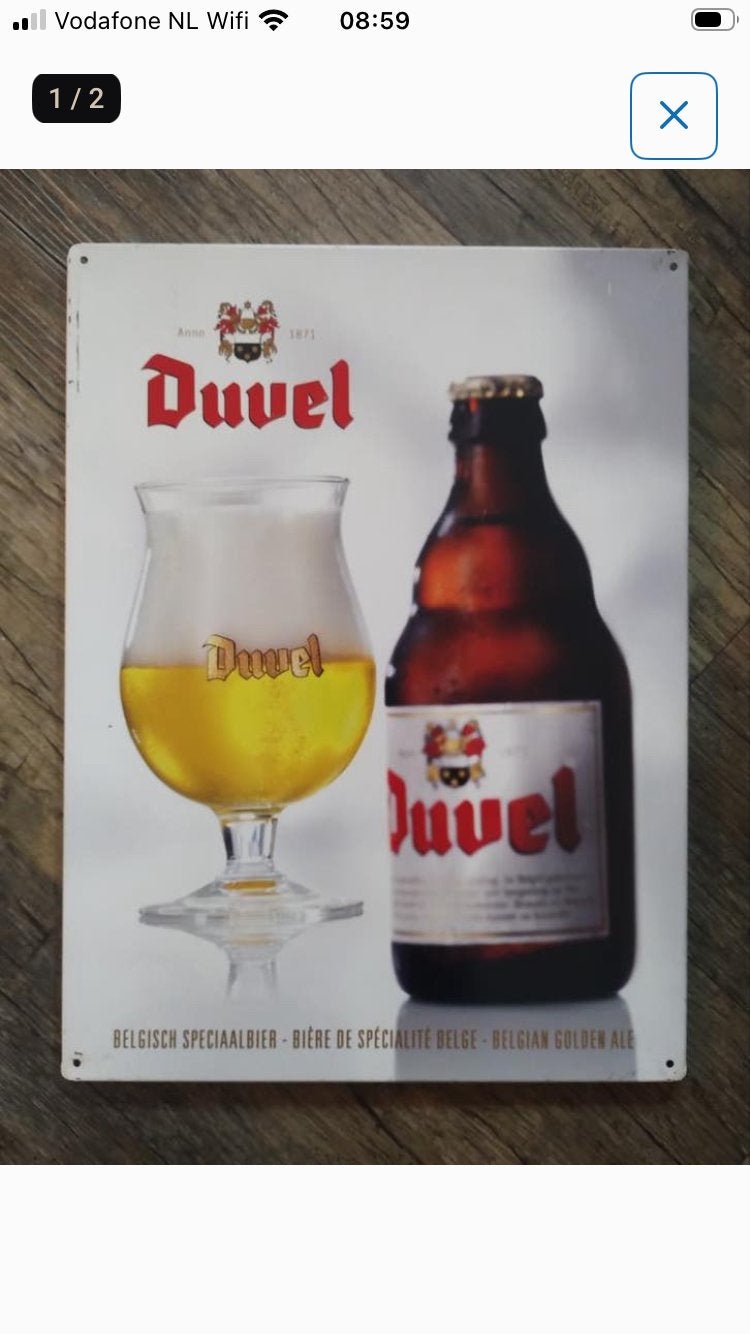 Duvel emaille bord orgineel, Ophalen, Zo goed als nieuw, Reclamebord, Plaat of Schild, Duvel