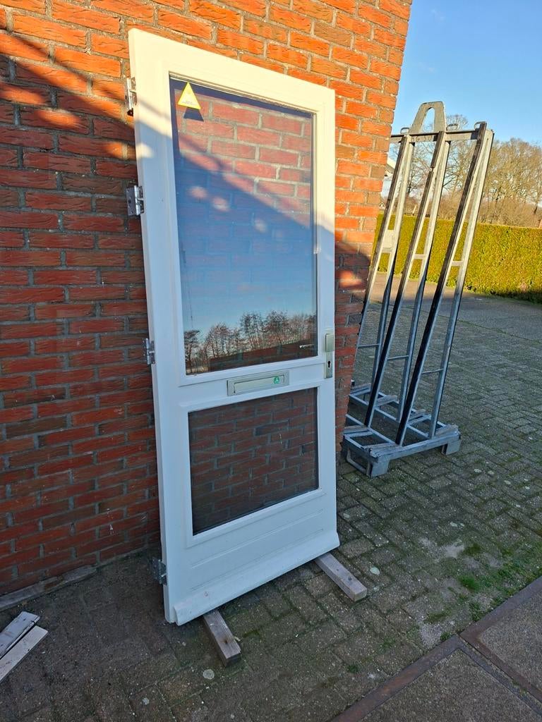houten  voor deur met dubbelglas, Doe-het-zelf en Verbouw, Platen en Panelen, Ophalen of Verzenden, Gebruikt, Hout