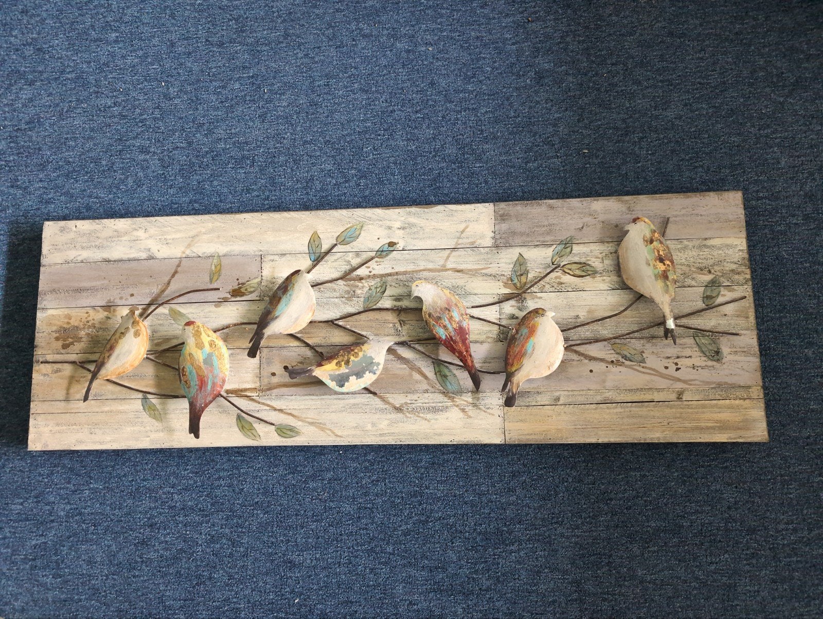 Wanddecoratie met vogels op houten paneel, Ophalen, Gebruikt, Hout, Meerkleurig