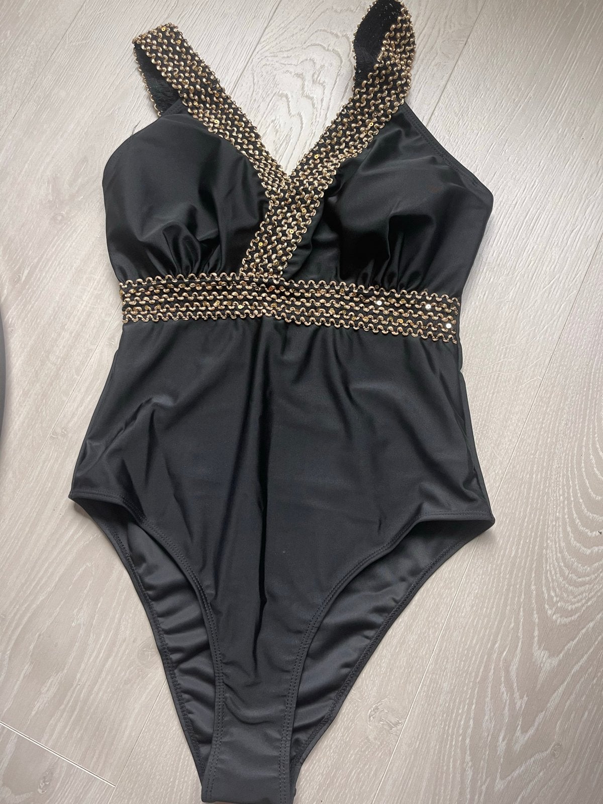 Zwart badpak met gouden details, Ophalen of Verzenden, Nieuw, Zwart, Badpak