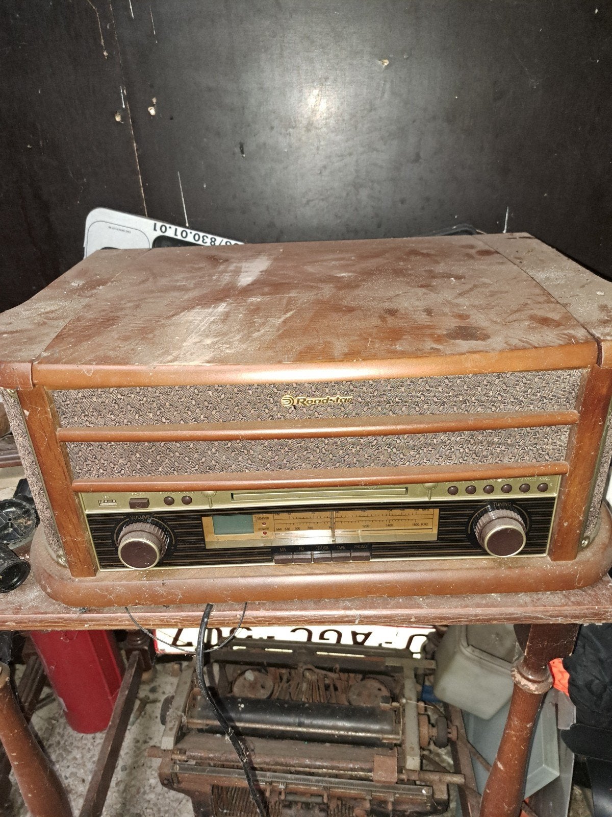 Vintage look radio, platenspeler, CD-speler met versterker, Gebruikt, Cd-speler, Microset, Ophalen