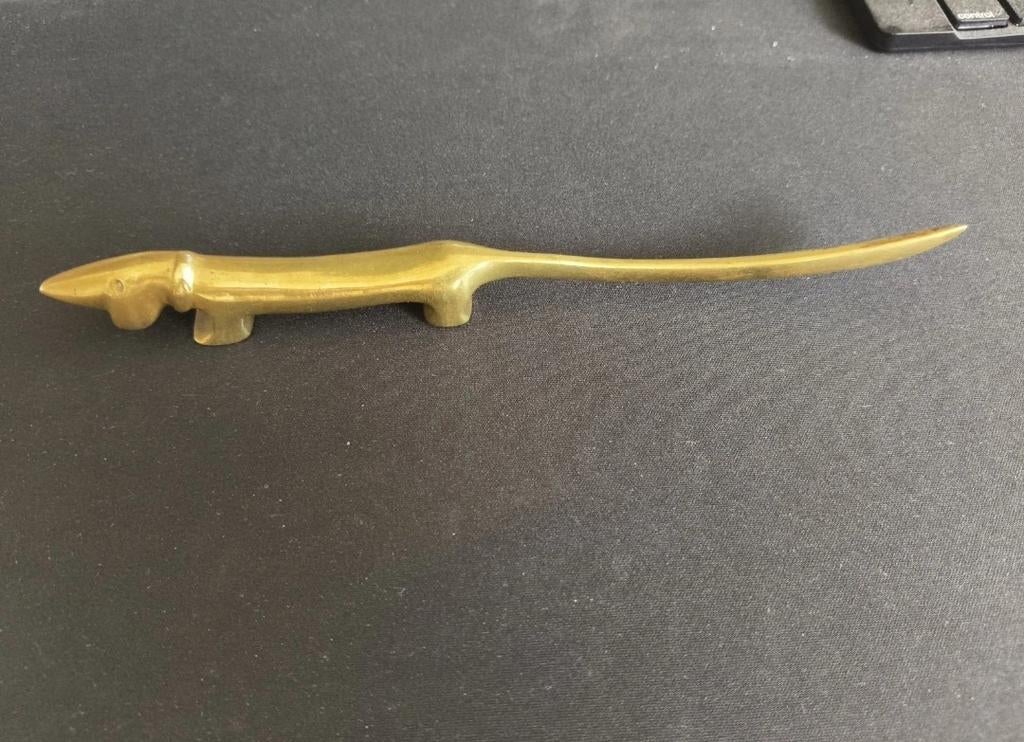 Vintage Teckel Flessenopener & Briefopener, Messing, 1950s, Ophalen of Verzenden
