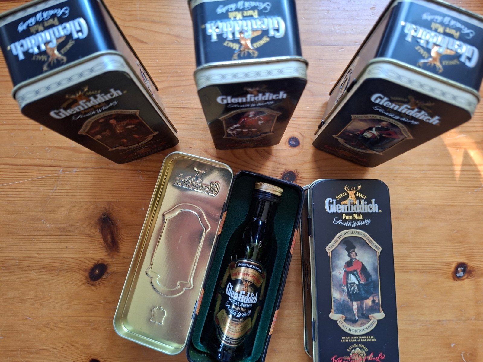 COLLECTOR'S ITEM:5 GLENN FIDDICH FLESJES IN BLIK, Ophalen of Verzenden, Nieuw, Overige, Overige merken