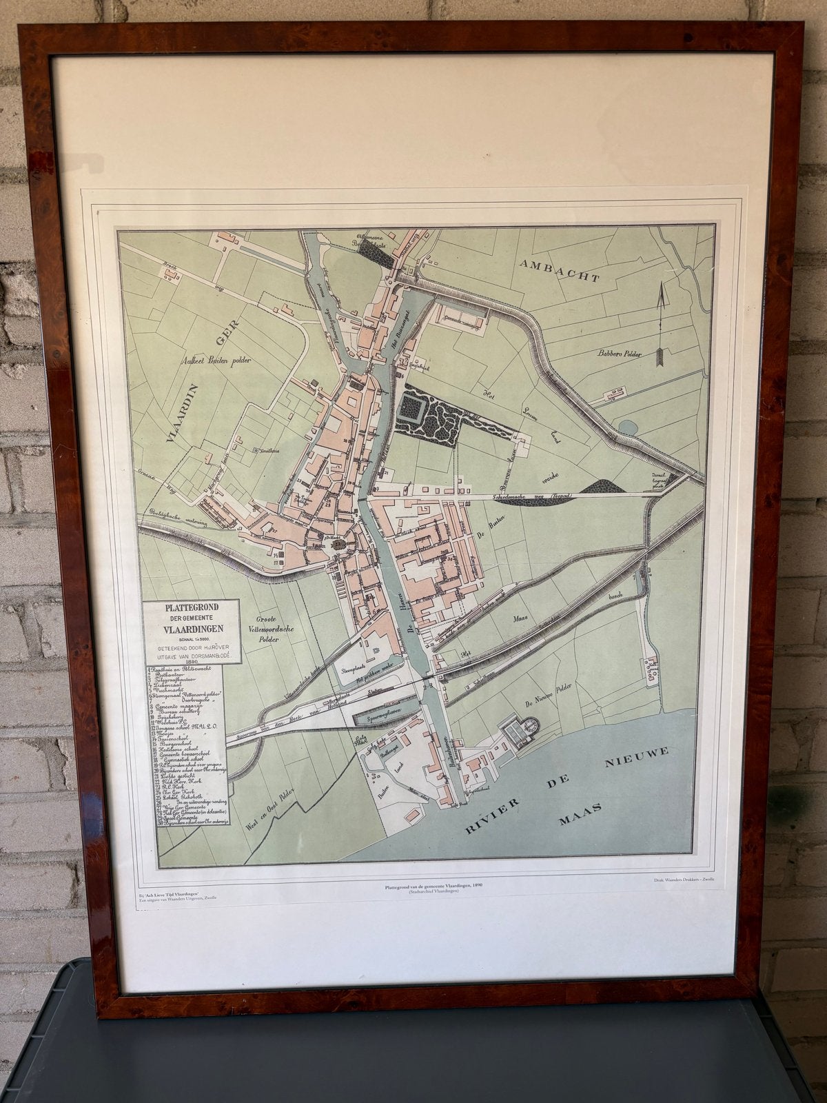 Plattegrond Vlaardingen 1890 - Historische Landkaart, Boeken, Landkaart, 1800 tot 2000, Nederland, Ophalen