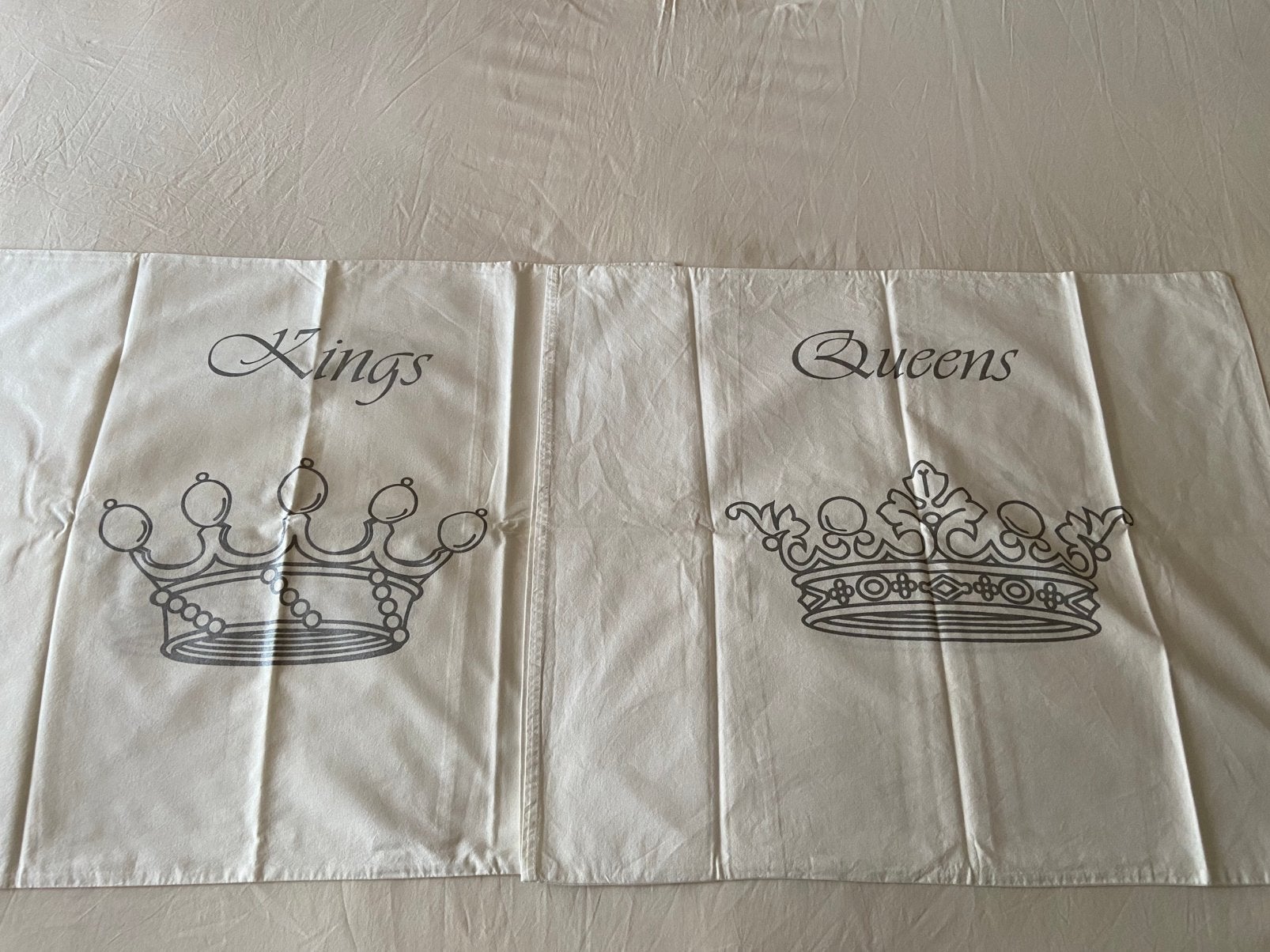 Kussensloop 2x wit met zilver Kings en Queens, Ophalen, Wit, Hoeslaken of Sloop