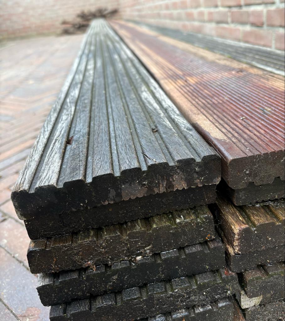 Hardhouten vlonder planken, Tuin en Terras, Ophalen, Gebruikt, Hout