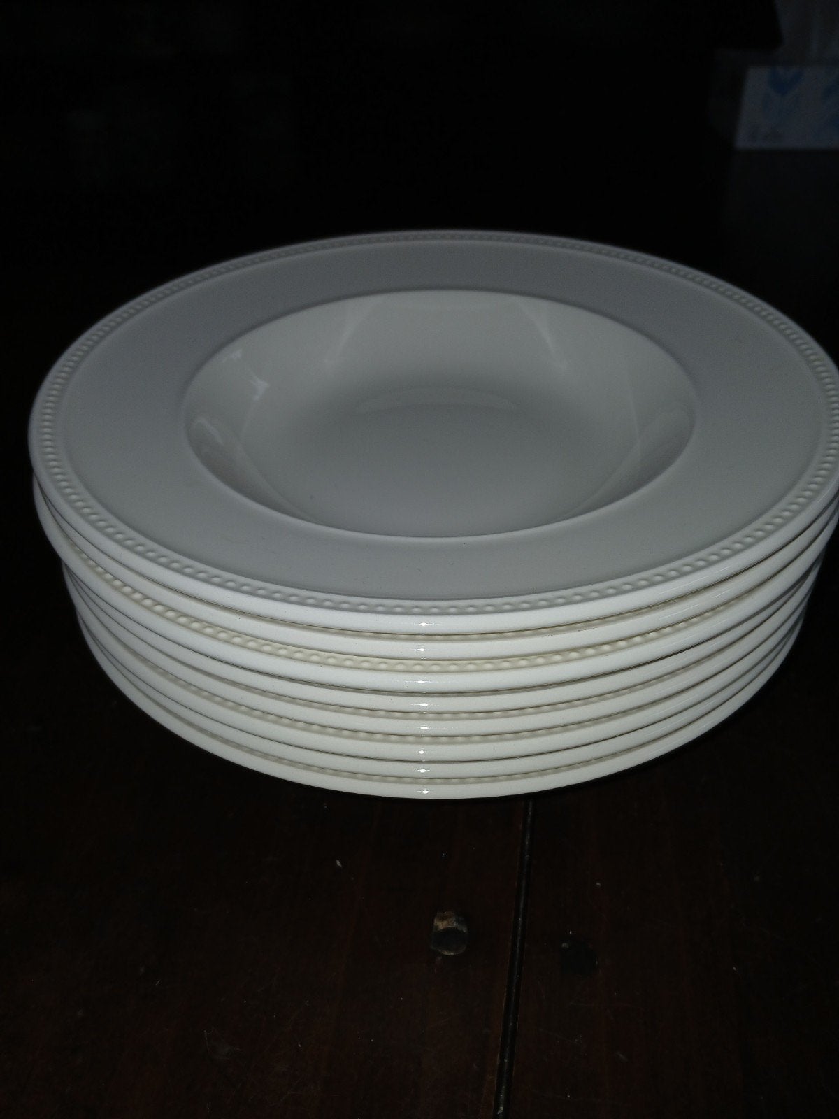 Wedgwood Windsor diepborden met parelrand,8st., Ophalen of Verzenden, Zo goed als nieuw, Porselein, Bord(en)