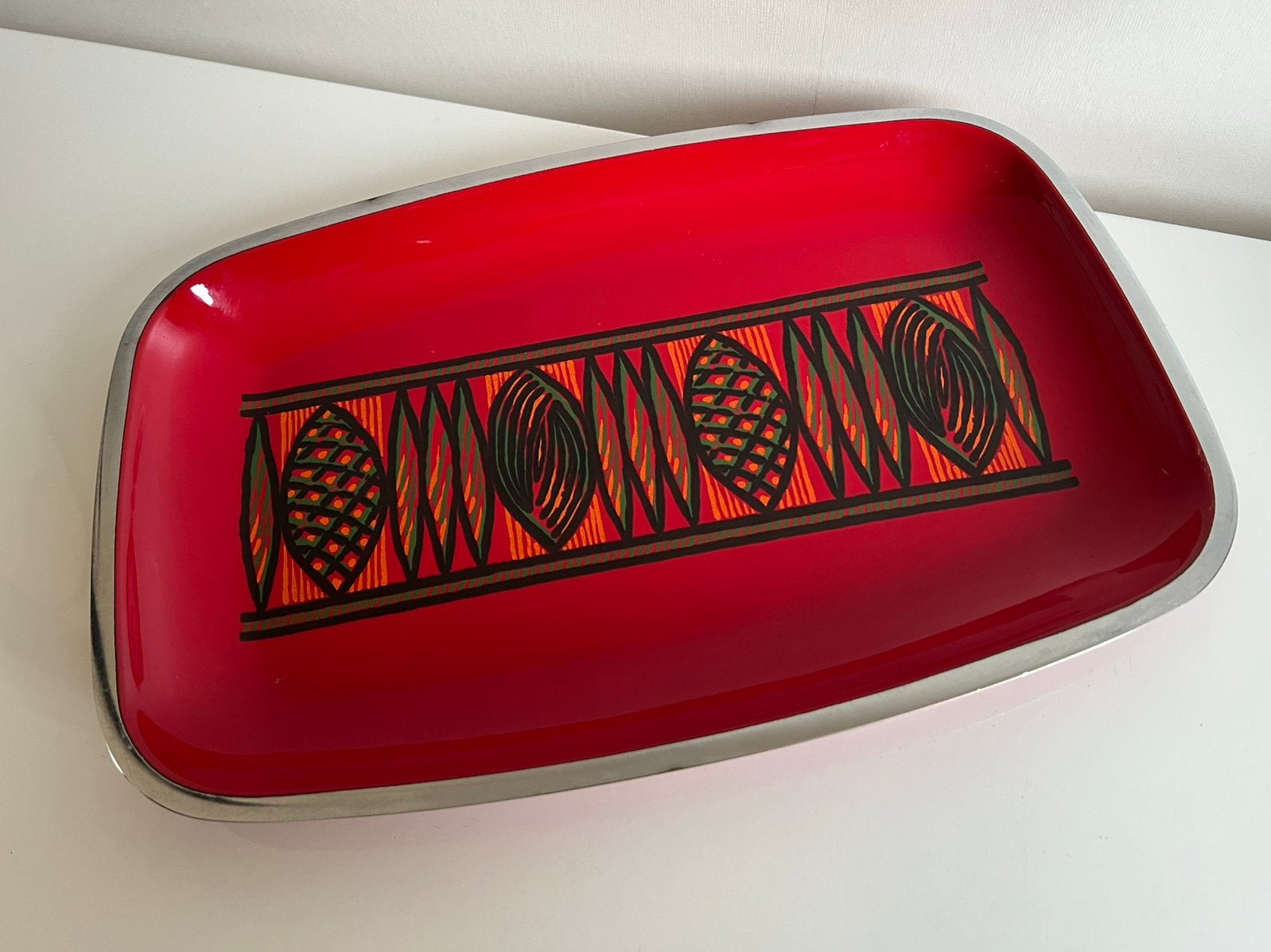 Vintage SILIT Germany Grote Emaille Serveerschaal Rood 70’s, Ophalen of Verzenden