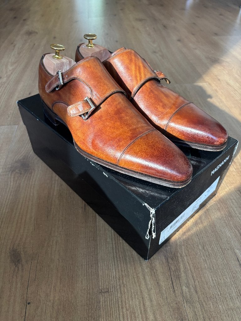 Magnanni Cognac Leren Gespschoenen (Monk Strap) – Maat 40,5, Bruin, Ophalen of Verzenden, Gespschoenen, Magnanni