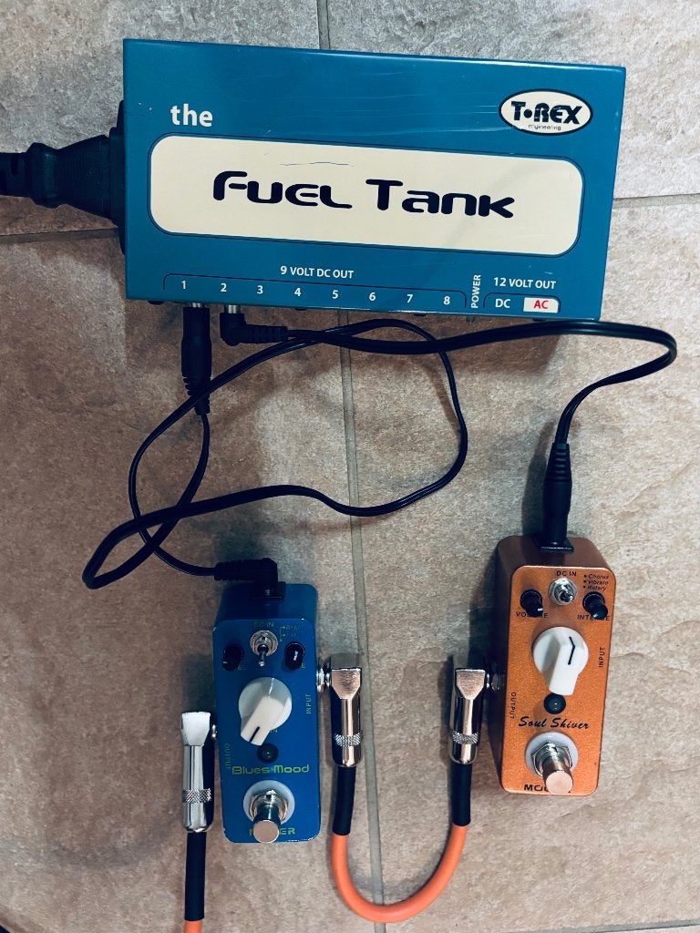 Mooer Blues Mood en Soul Shiver plus T-Rex Fuel Tank., Ophalen of Verzenden, Gebruikt, Distortion, Overdrive of Fuzz