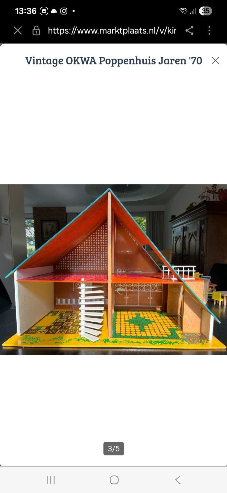 Vintage OKWA Houten Poppenhuis Jaren '70, Ophalen of Verzenden