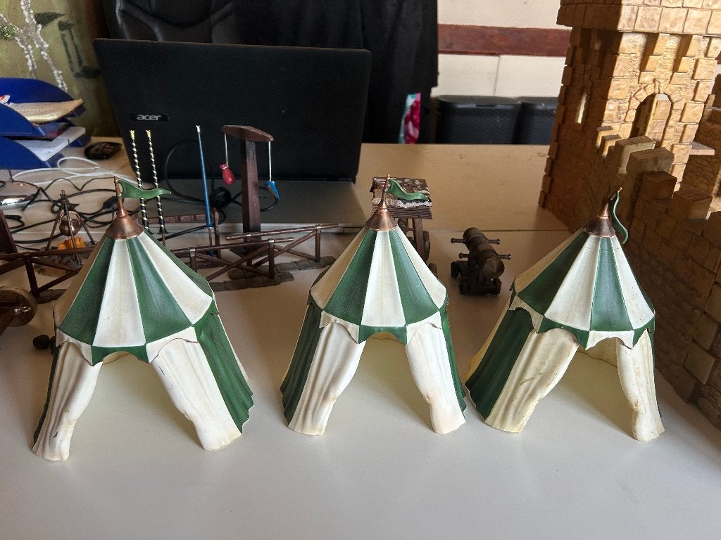 3x Schleich groen wit riddertent, Ophalen of Verzenden, Gebruikt