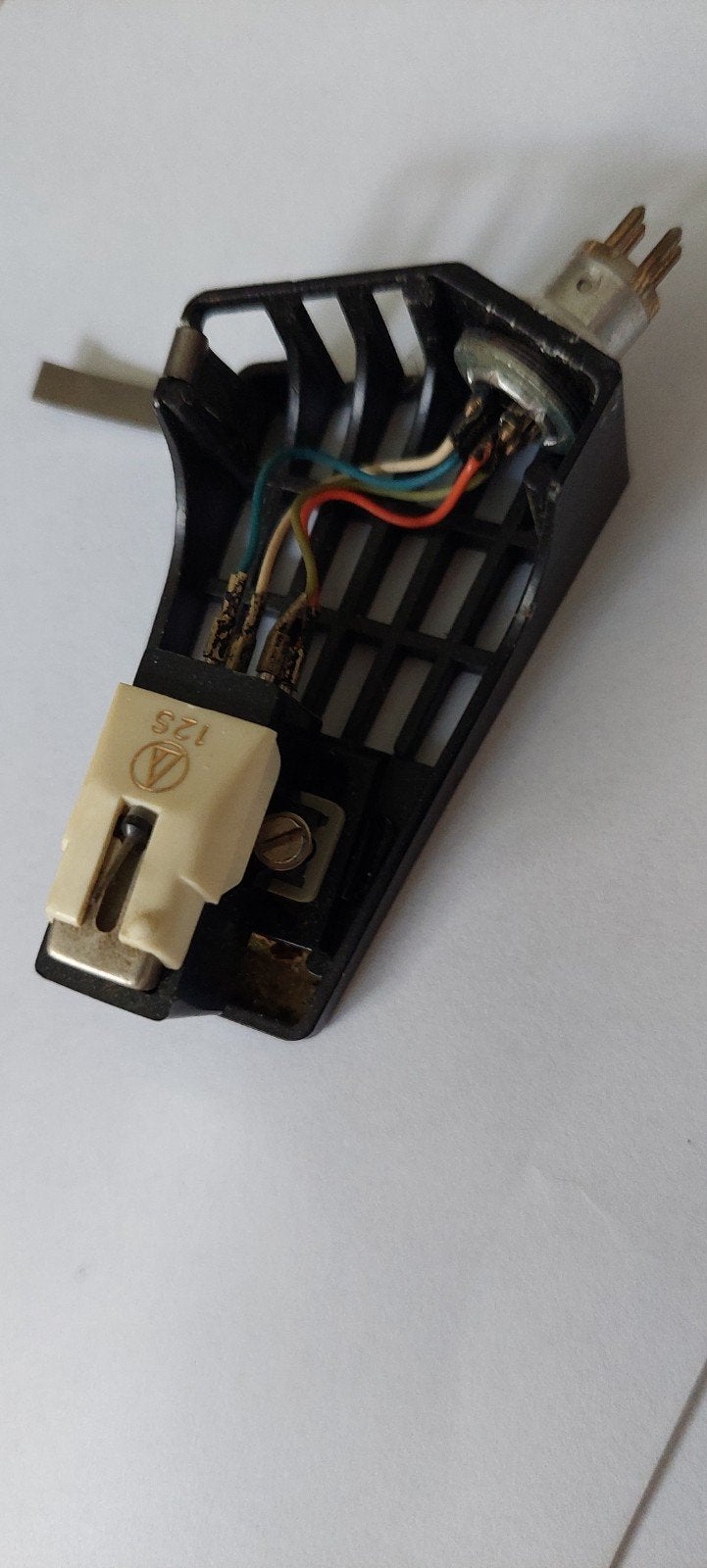 Thorens Headshell met Audio Technica AT-12S element, Ophalen of Verzenden, Gebruikt, Platenspeler-onderdeel, Thorens