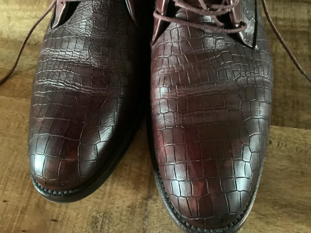 Mooie roodbruine schoenen met crocoprint maat 42, Overige kleuren, Ophalen of Verzenden, Zo goed als nieuw, Veterschoenen