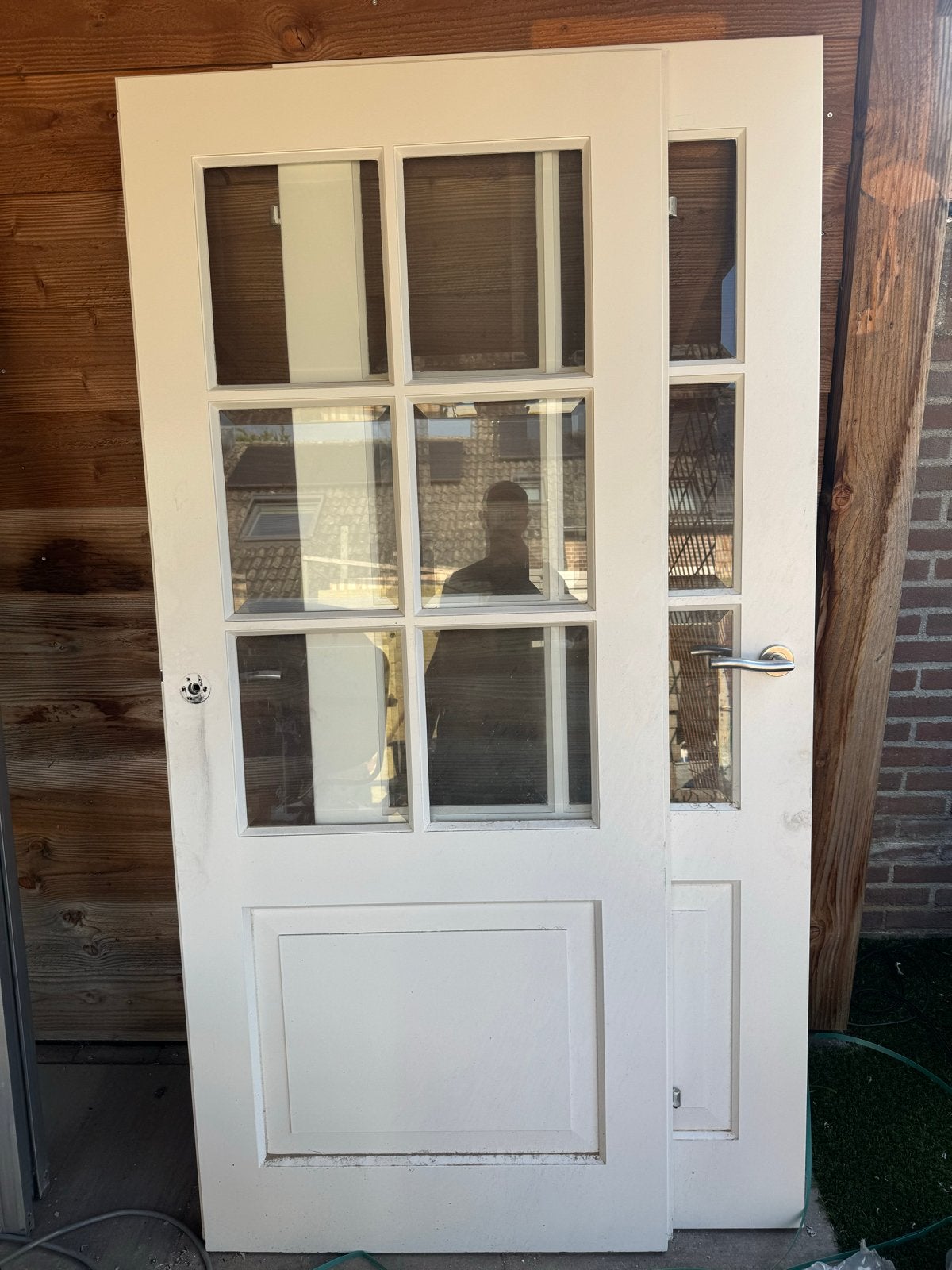 Witte binnendeur met glas, 200x85 cm, Doe-het-zelf en Verbouw, Deuren en Horren, Ophalen, Gebruikt, 80 tot 100 cm, Binnendeur