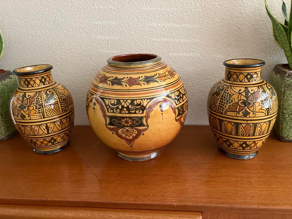 Vintage handgemaakte Safi vazen uit Marokko - Set van 3, Ophalen