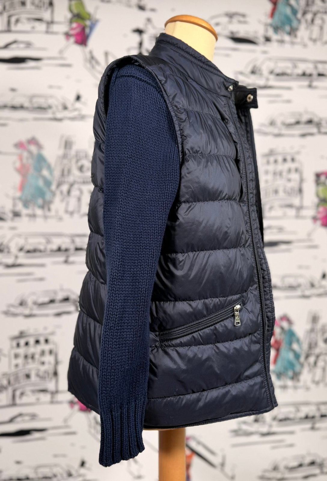 Moncler Gui navy bodywarmer dons jas maat 14, Moncler EU, Verzenden, Jongen of Meisje, Zo goed als nieuw