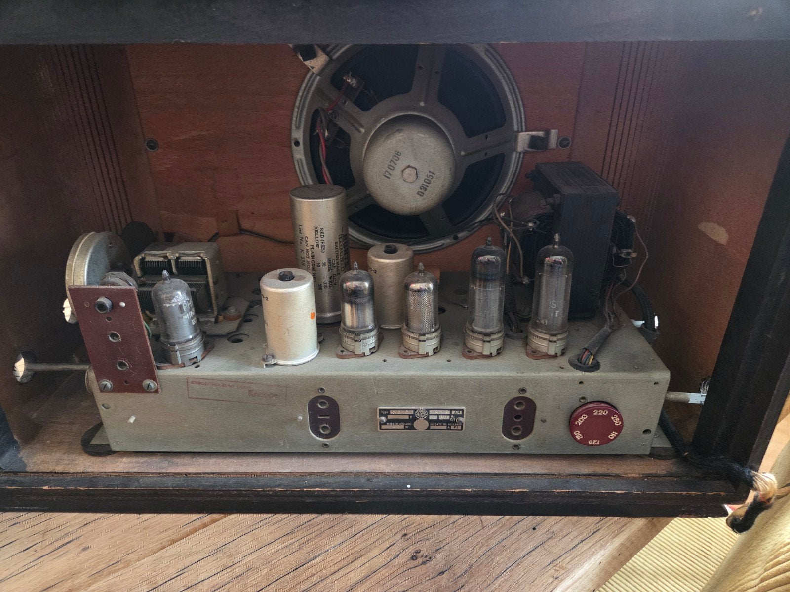 Binnenwerk oude Erres radio, Ophalen, Gebruikt, Radio