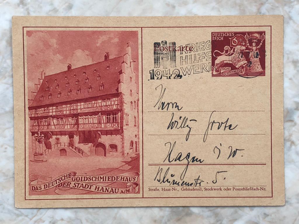 Postkaart, gestempeld 27.8.42, Deutsches Reich., Postzegels en Munten, Brieven en Enveloppen | Buitenland, Verzenden, Briefkaart