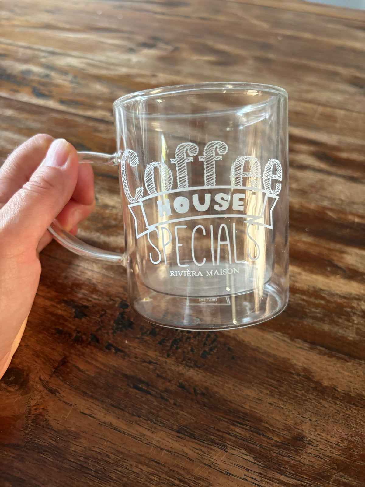 Riviera Maison Koffieglas - Coffee House Specials, Ophalen of Verzenden, Zo goed als nieuw, Riviera Maison, Glas