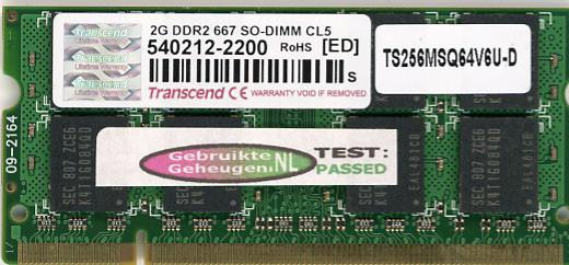 2GB laptop / iMac geheugenmodule (SO-DIMM) Transcend, Computers en Software, RAM geheugen, Zo goed als nieuw, Laptop, 2 GB, DDR2