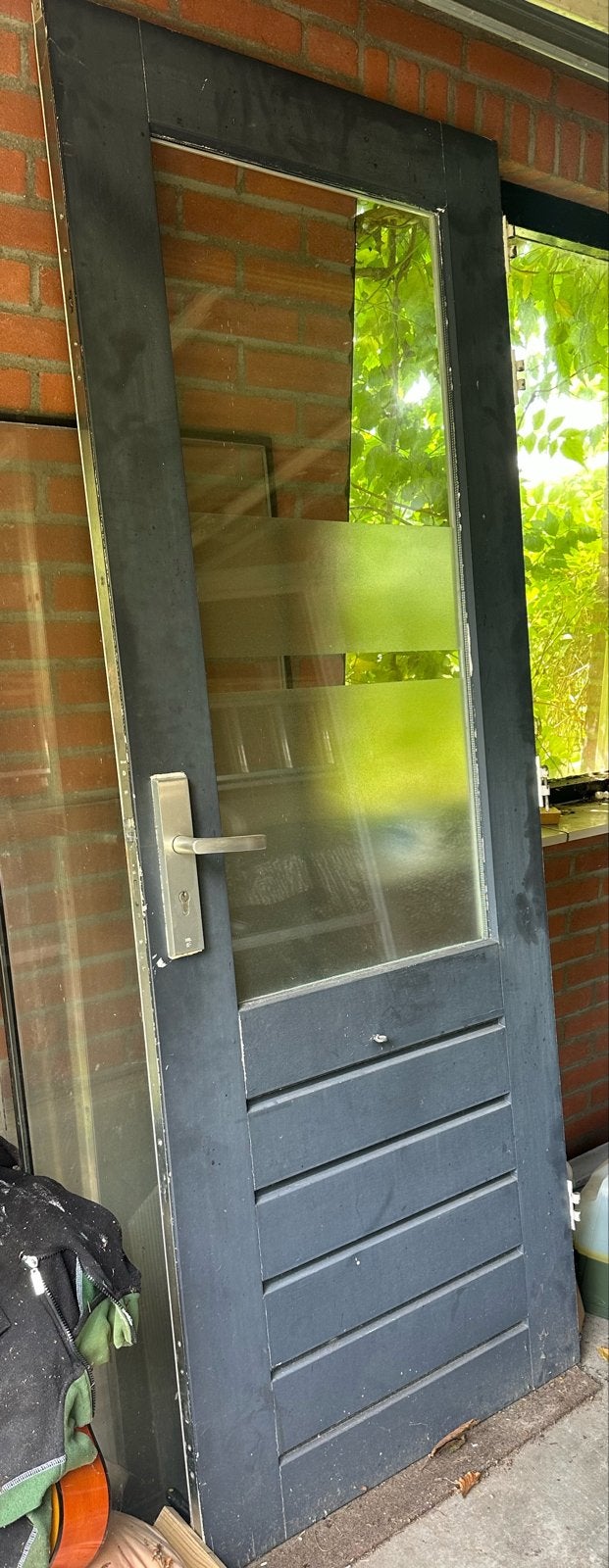Buitendeur met glas en beslag, circa 210,5 x 79,5 cm, Ophalen, Gebruikt, 80 tot 100 cm, Buitendeur