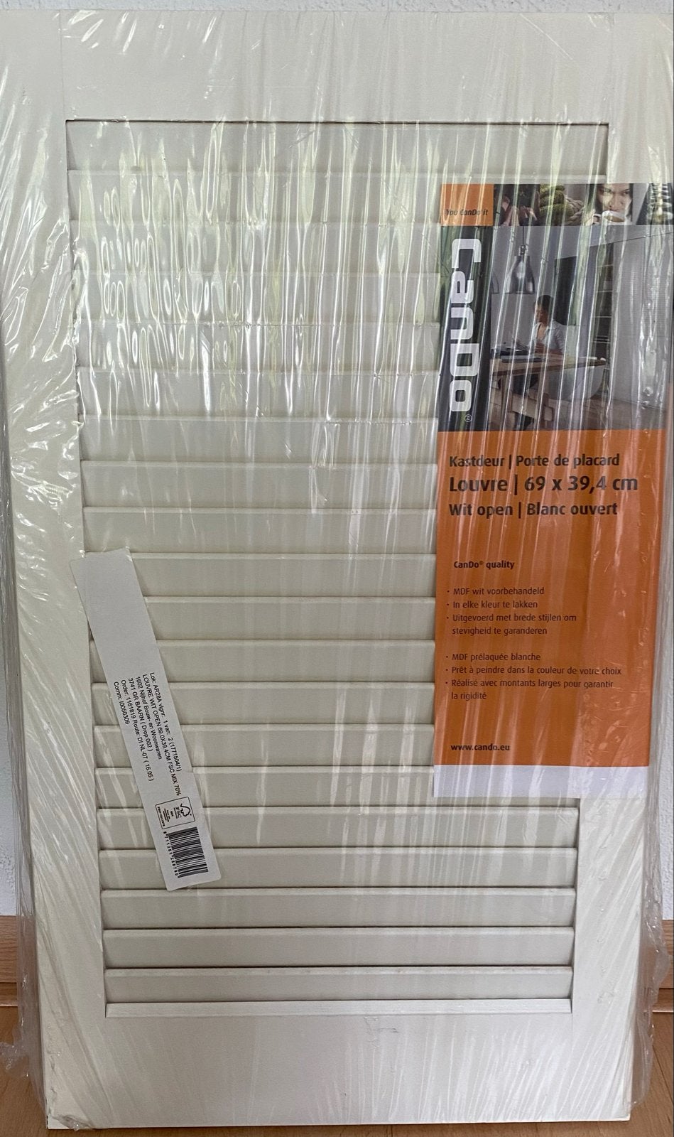 Cando Kastdeur Louvre Wit Open 69 x 39,4 cm, Minder dan 80 cm, Binnendeur, Minder dan 200 cm, Nieuw