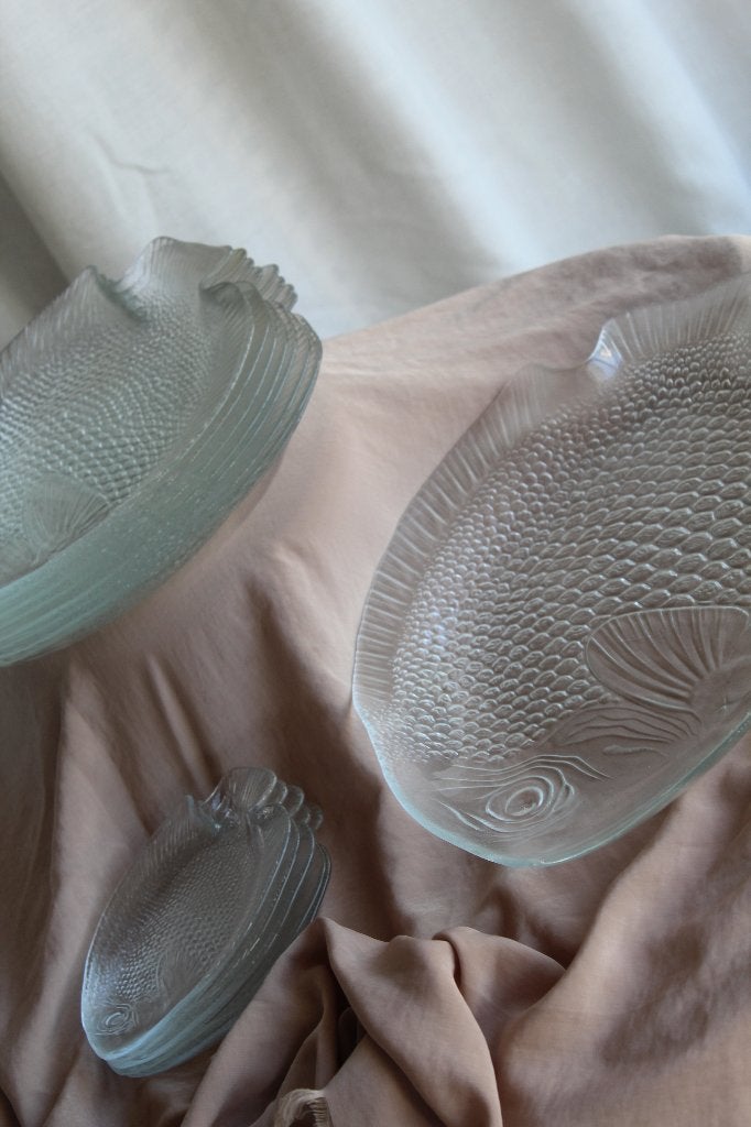 Acopal Vintage Visborden schalen vis Glas XL, Huis en Inrichting, Arcopal, Arcopal, Ophalen of Verzenden, Overige stijlen