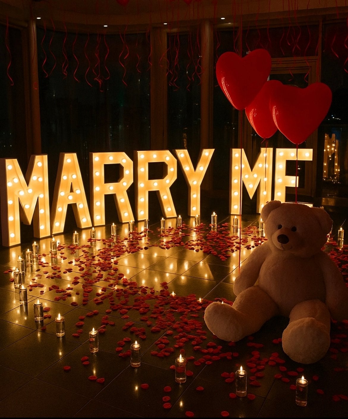Romantische 'MARRY ME' letters decor, Ophalen, Zo goed als nieuw, Versiering, Geboorte of Huwelijk