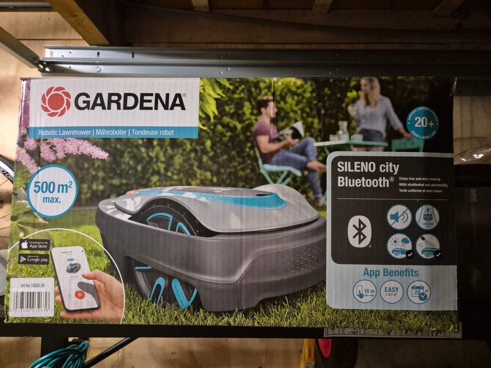 Nr 2 Gardena Sileno City Robotmaaier  500m2 inclusief garage, Ophalen, Zo goed als nieuw, Meer dan 25 cm, Gardena