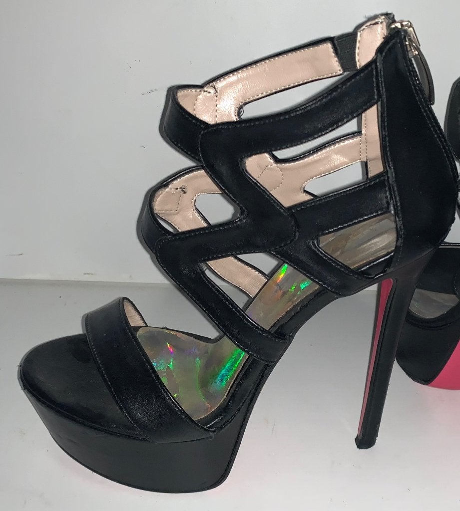 Altramarea hoge hakken zwart kunstleder mt 36, Zwart, Ophalen of Verzenden, Zo goed als nieuw, Schoenen met hoge hakken